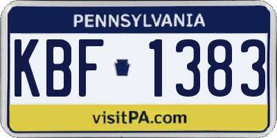 PA license plate KBF1383