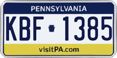 PA license plate KBF1385