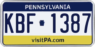 PA license plate KBF1387
