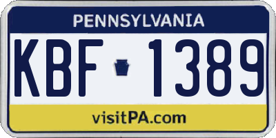 PA license plate KBF1389