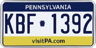 PA license plate KBF1392