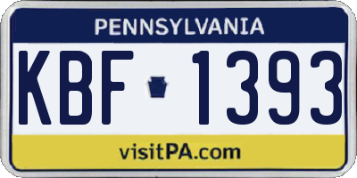 PA license plate KBF1393