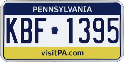 PA license plate KBF1395