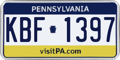 PA license plate KBF1397