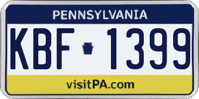 PA license plate KBF1399