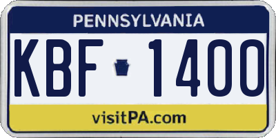 PA license plate KBF1400