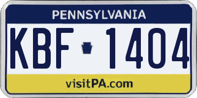 PA license plate KBF1404