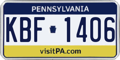 PA license plate KBF1406