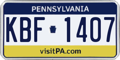 PA license plate KBF1407