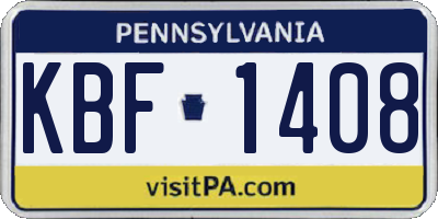 PA license plate KBF1408
