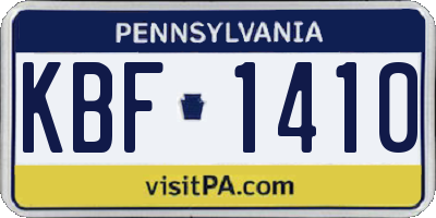 PA license plate KBF1410