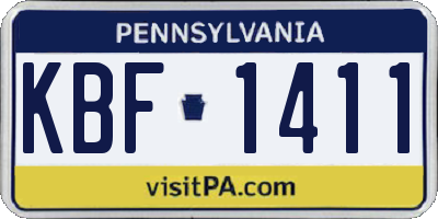 PA license plate KBF1411