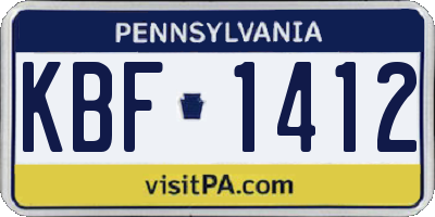 PA license plate KBF1412