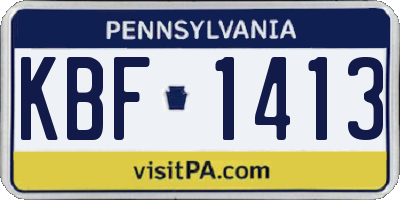 PA license plate KBF1413
