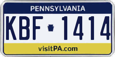 PA license plate KBF1414