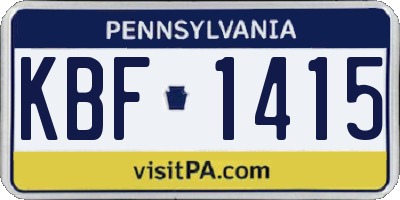 PA license plate KBF1415