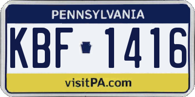 PA license plate KBF1416