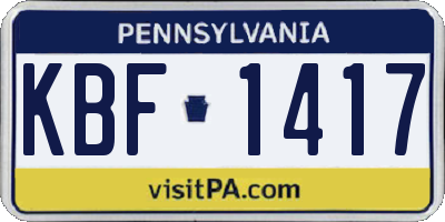 PA license plate KBF1417