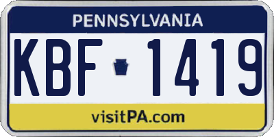 PA license plate KBF1419
