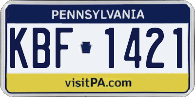 PA license plate KBF1421