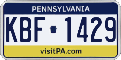 PA license plate KBF1429