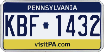 PA license plate KBF1432