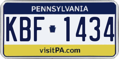 PA license plate KBF1434
