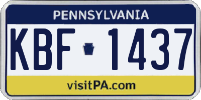PA license plate KBF1437