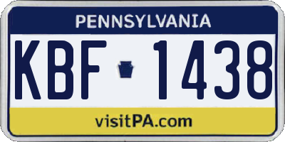 PA license plate KBF1438
