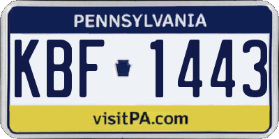 PA license plate KBF1443