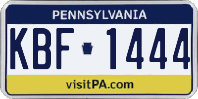 PA license plate KBF1444