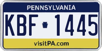 PA license plate KBF1445