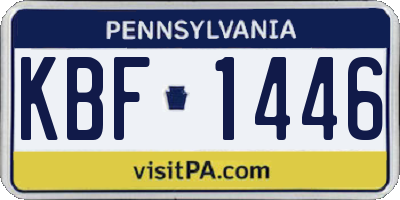 PA license plate KBF1446