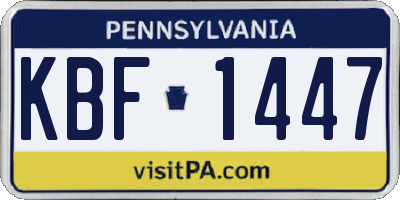PA license plate KBF1447