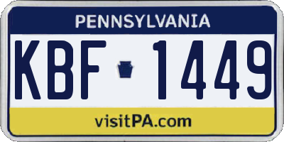 PA license plate KBF1449