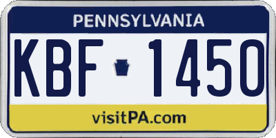 PA license plate KBF1450