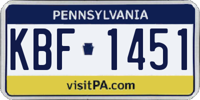 PA license plate KBF1451