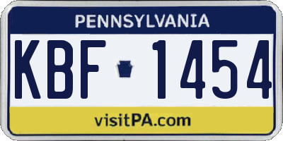 PA license plate KBF1454