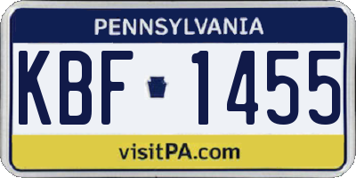 PA license plate KBF1455