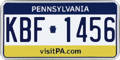 PA license plate KBF1456