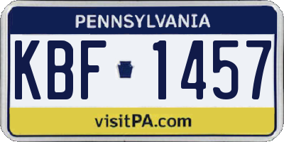 PA license plate KBF1457
