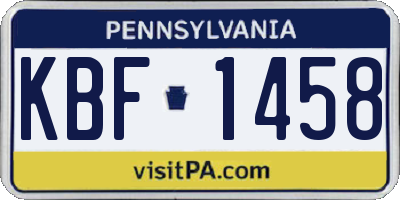 PA license plate KBF1458