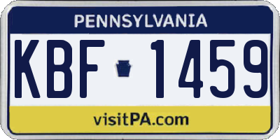 PA license plate KBF1459