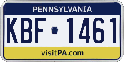 PA license plate KBF1461