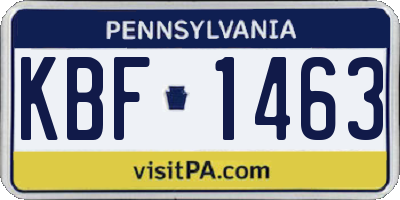 PA license plate KBF1463