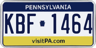 PA license plate KBF1464