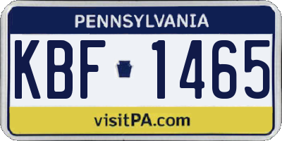 PA license plate KBF1465
