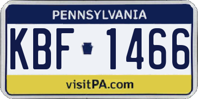 PA license plate KBF1466