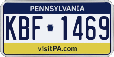 PA license plate KBF1469