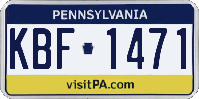PA license plate KBF1471